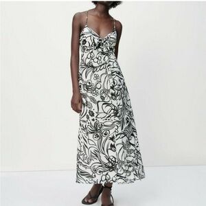 ZARA LONG PRINT DRESS BLACK / WHITE - REF. 4886/242